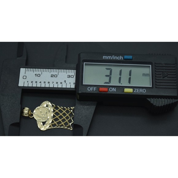 Real 10k Solid Yellow Gold Basket Ball Sports Charm Pendant 1.5 gr 31.1 mm - Picture 5 of 7